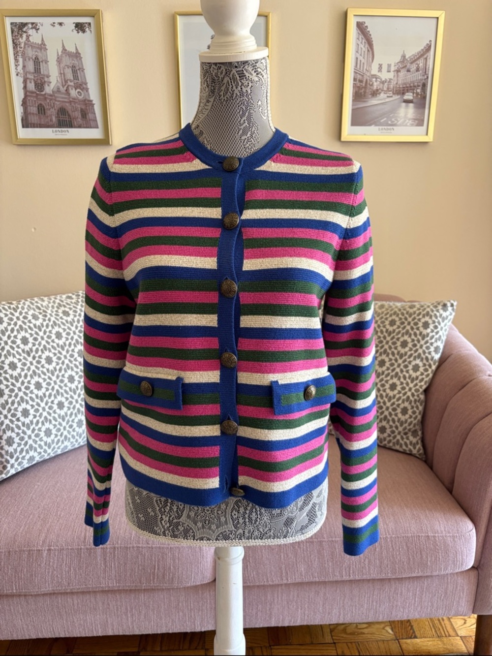 Boden Multicolor Striped Holly Knitted Cardigan/Jacket